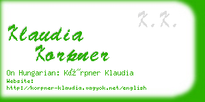 klaudia korpner business card